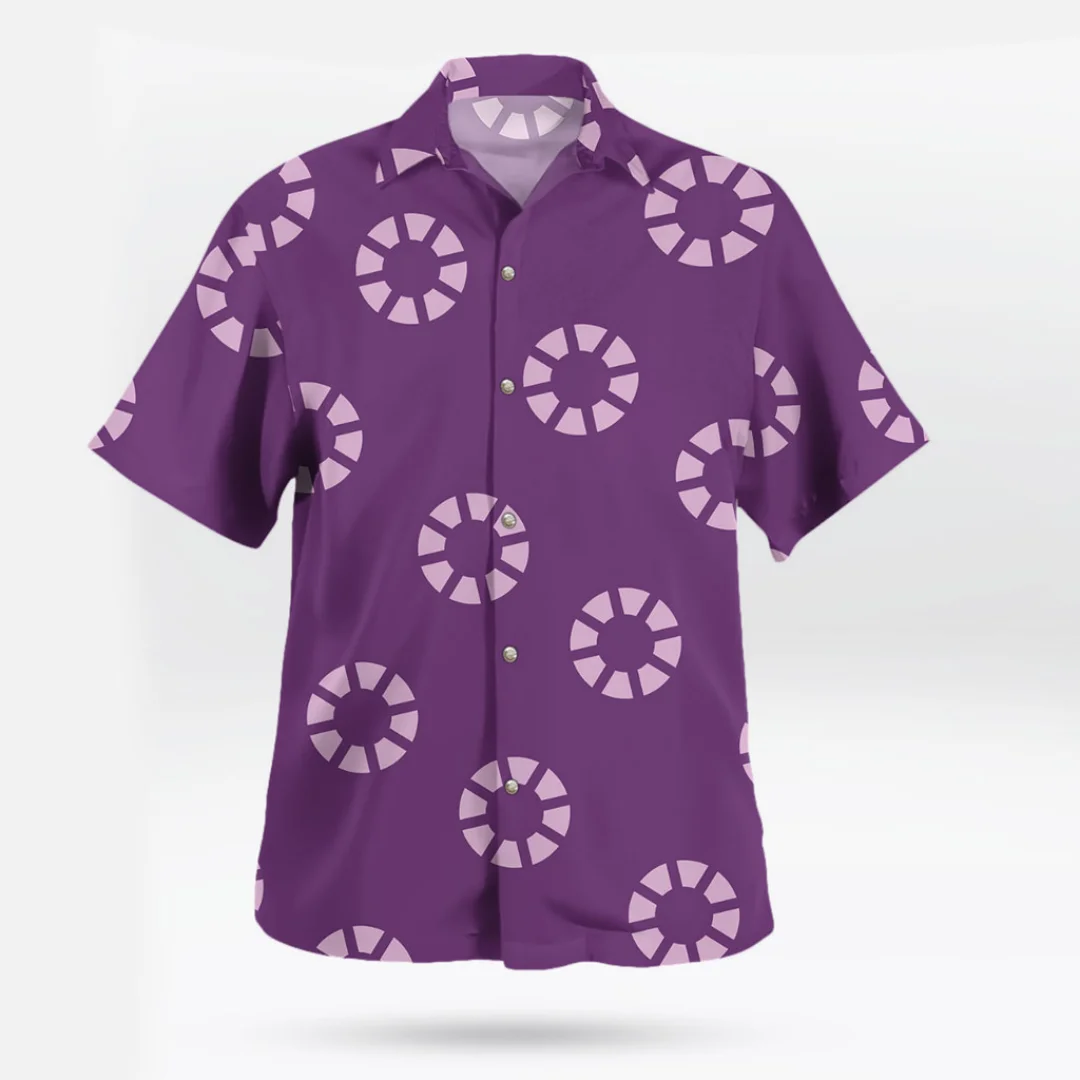One Piece Purple Franky Hawaiian Shirt in Sabaody Archipelago Summer Leisure Men's T-Shirt Children's Clothing Tee Y2k Woman
