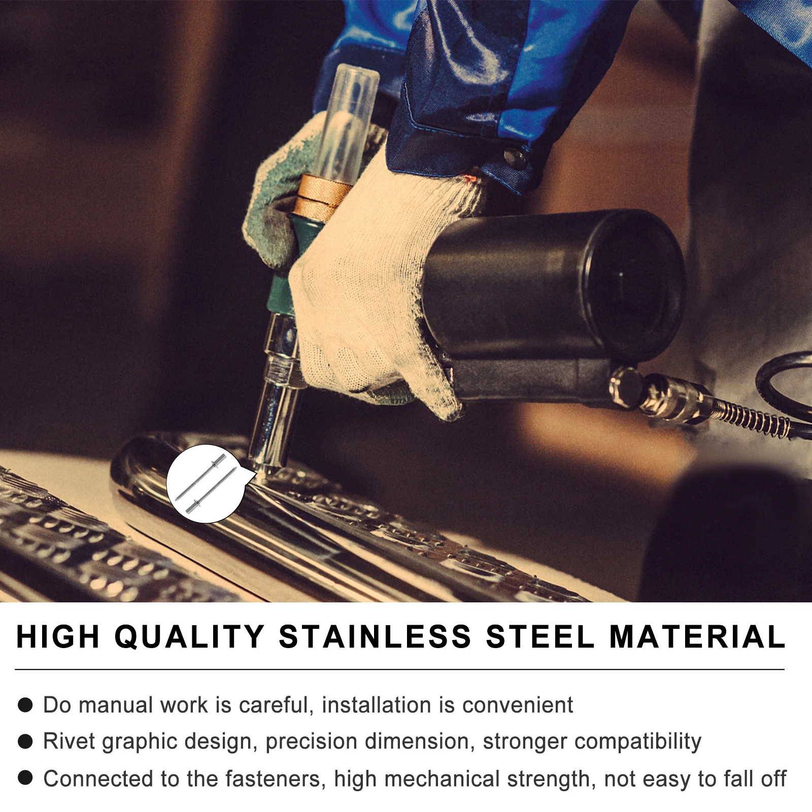 

50Pcs Stainless Steel Flat Head Rivets Durable Precise Fasteners for Furniture DIY Rivets Nail Practical Riveter Tool