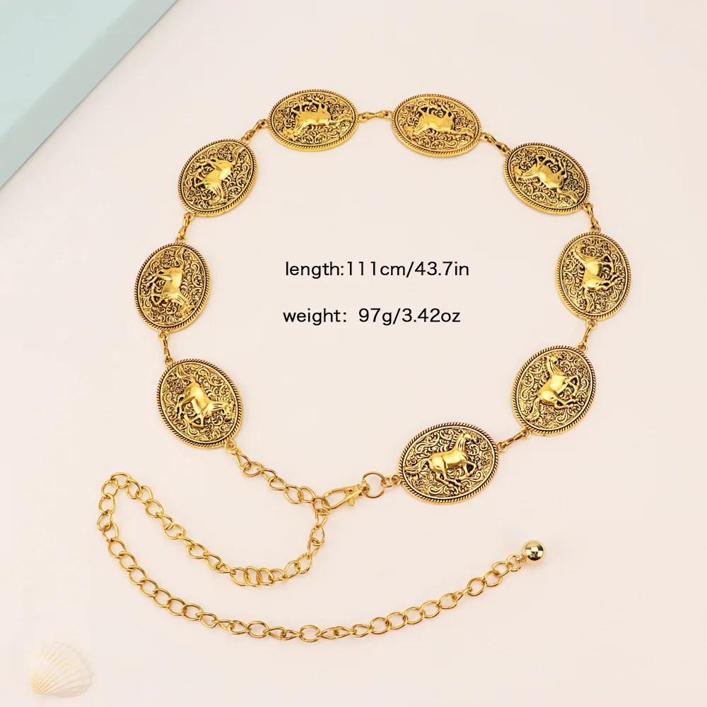 سلسلة خصر نسائية على شكل دائرة مجوفة من Steampunk للنساء، تصميم حزام معدني فني للفستان، بوهو أنيق وعصري