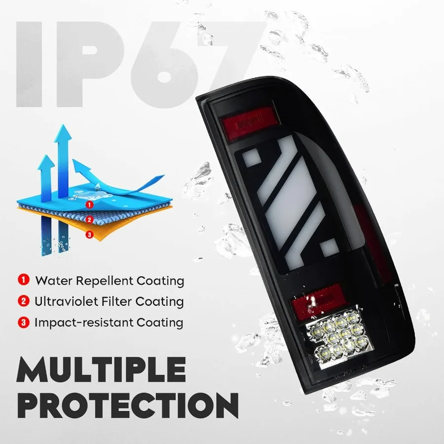 مجموعة مصابيح خلفية LED + مصباح بضائع الفرامل الثالث الثالث مناسب لسيارة Ford F250 F350 Super Duty 1999-2007، ضوء إيقاف خلفي عالي التركيب Ta