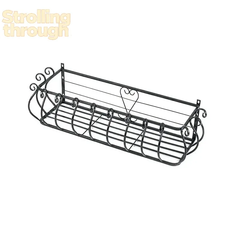 

Iron Railing Flower Rack Balcony Succulent Hanging Plant Holder Wall Mounted Pot Organizer 80/150cm Plant Placement Rack