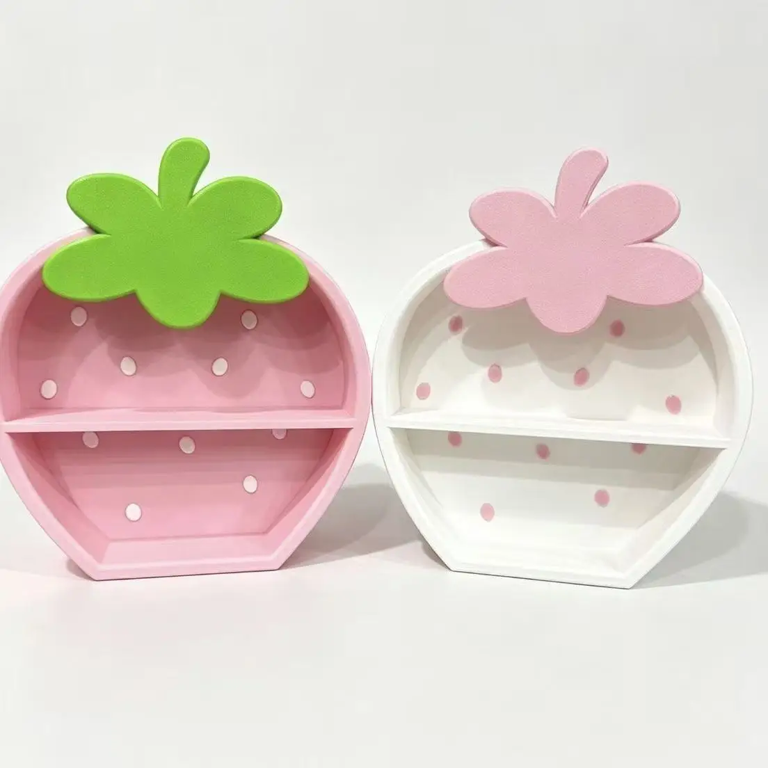 Cute 3D Printed Strawberry-Shaped Desktop Multi-Layer Storage Rack Figurines and Dolls Student Desk Organization Deco Ins Gift