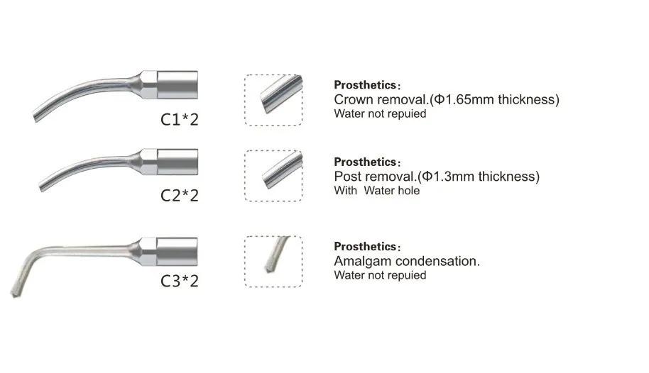 Стоматологический ультразвуковой скалер, набор протезов для скалера, серебряные насадки для скалера C1 *2 C2 * 2 C3 *2, подходят для EMS WOODPECKER AT15