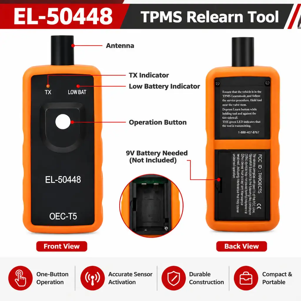 PINMOAP 1PC EL-50448 TPMS Relearn Tool for Tire Pressure Sensor Activation Fit for Chevy Buick Cadillac GMC 2006-2022