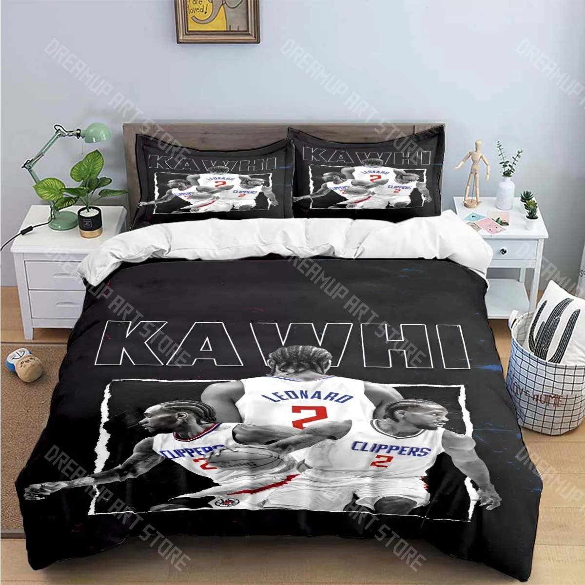 

Fashion No2 Basketball Star K-Kawhi L-Leonard Print Bedding Sets Bed Supplies Set Duvet Cover Bed Comforter Set Bedding Set Gift