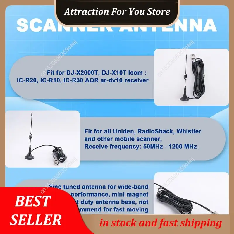 Hot Selling Mini Magnet Base Wide-Band Scanner Receive Antenna For Uniden Bearcat Radioshack Motorola Aor Bnc