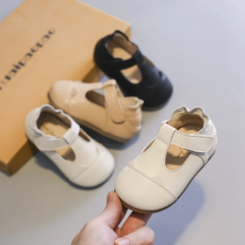 

Girls Small Leather Shoes 2024 Autumn New Fashion Casual Soft Bottom Toddler Shoes Baby Single Shoes Solid Colour Comfortable