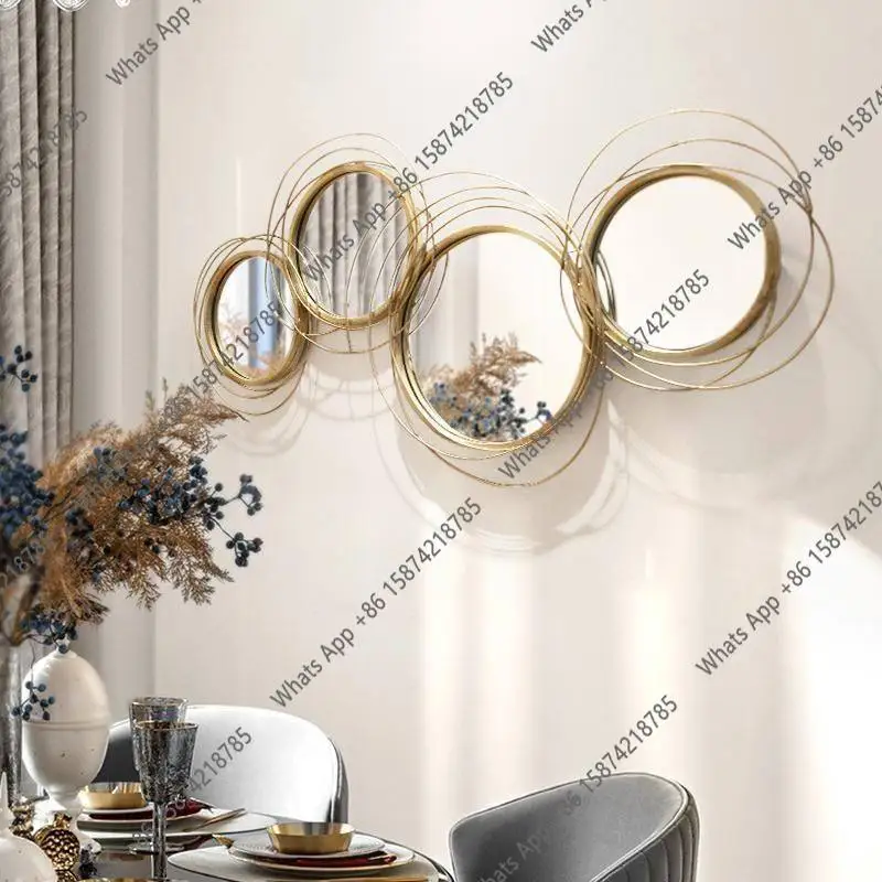 Living room wall decoration glue pendant sticker creative moisture-proof self-adhesive wrought iron wall decoration mirror