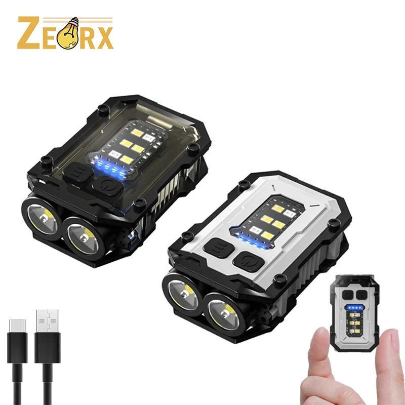 

Mini Keychain Flashlight with Clip COB Sidelight IPX5 Waterproof, LED Magnetic EDC Pocket Light for Work, Camping, Dog Walking