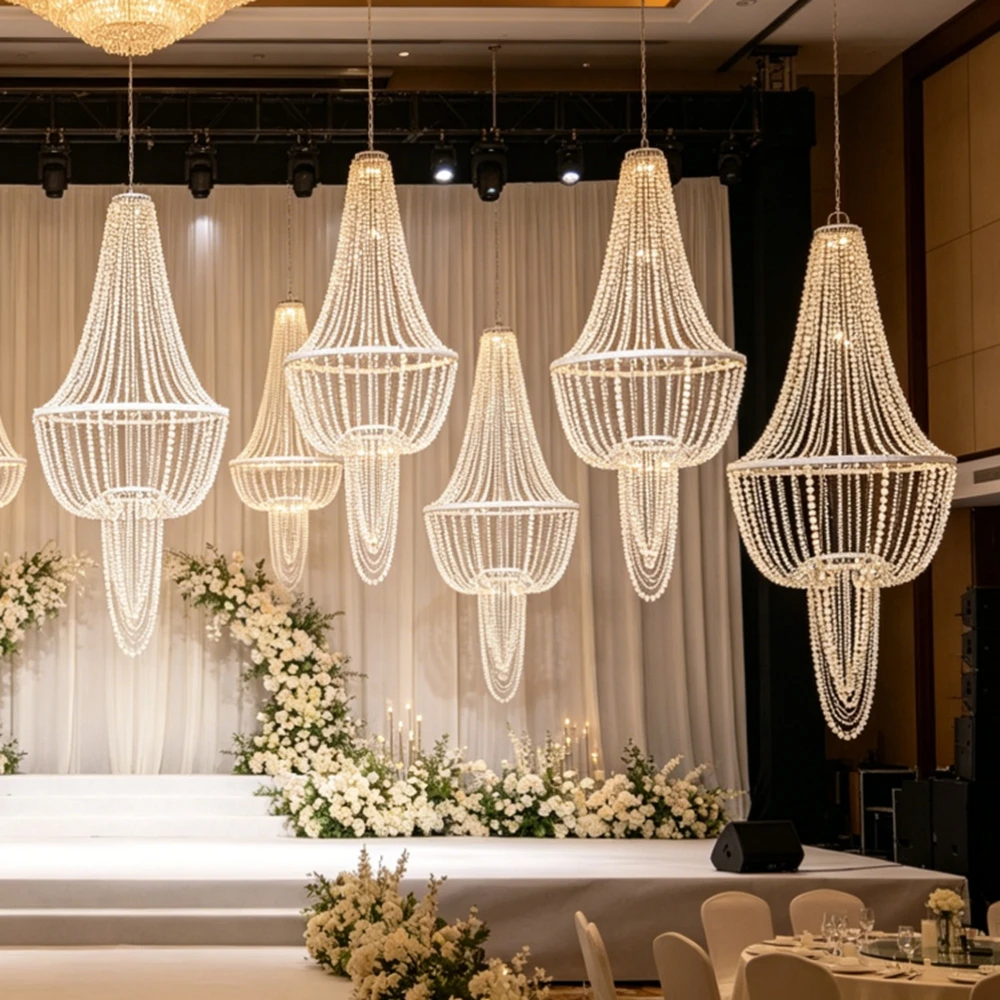 1-10pcs Wedding Props Luxury Party Events Stage Decorative Hanging Ceiling Chandelier hotel Wedding Hall Crystal Lights