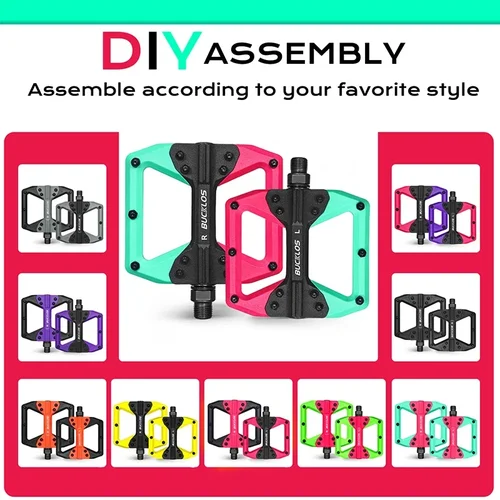 Imagen 2 del producto BUCKLOS-pedales de nailon para bicicleta de montaña, pedales antideslizantes para bicicleta de carretera, plataforma ancha, Pedal plano