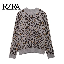 RZRA2024 autumn and winter new women's round neck long-sleeved animal pattern jacquard knitted pullover casual commuting