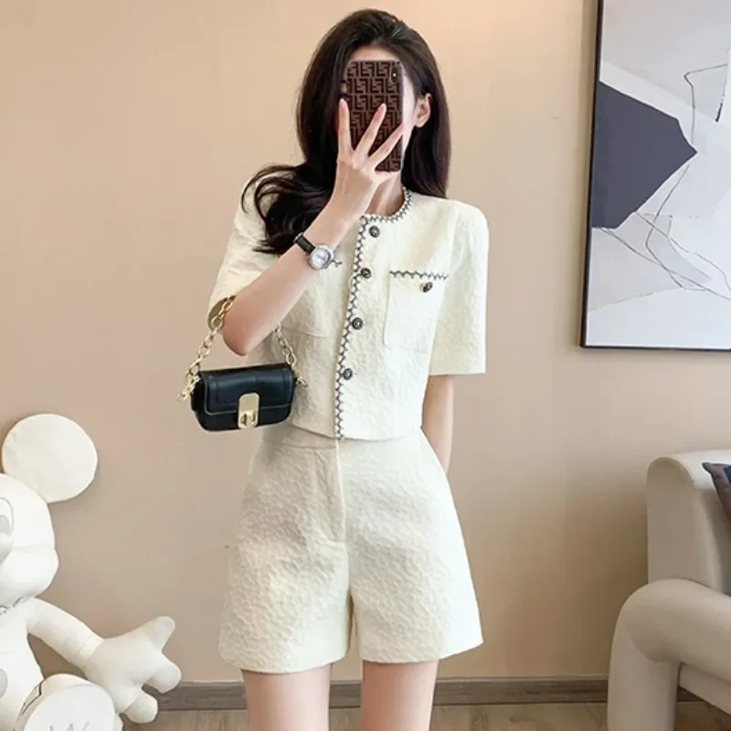 Short Sets for Women 2 Pieces Sleeve Summer Two-piece Outfit Kit Top and Bottom New Products Classic Trends Stylish Woman Shorts