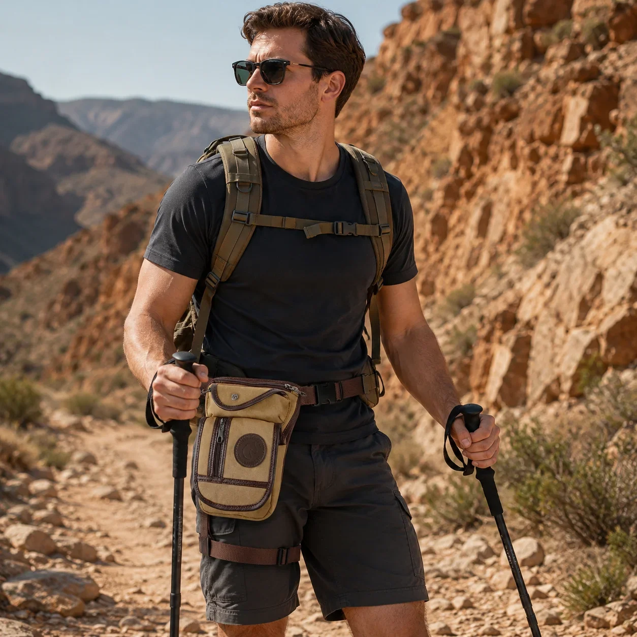 Multifunctional Vintage Canvas Leg Thigh Pack Hiking Motorcycle Waist Bag Outdoor Travel Riding Adjustable Strap Shoulder Bag