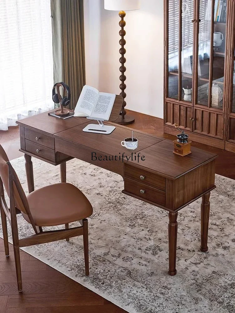 

yj7 American-style Solid Wood Computer Desk Home Writing Desk Office Dressing Table Dual-use Desk