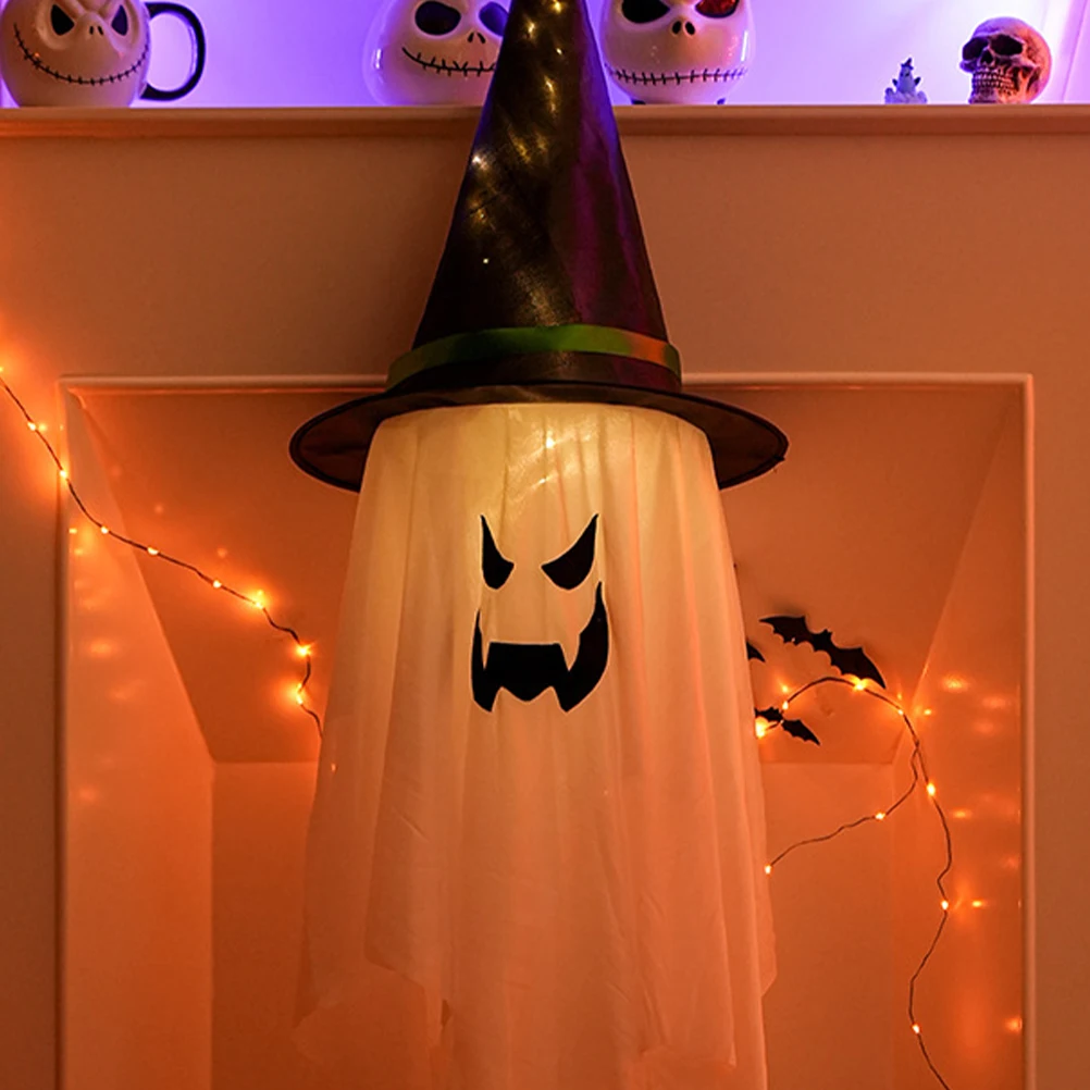 

Glowing Witch Hat Decorations Halloween LED Lighted Hanging nament for Yard Garden Outdoor Indoor Festive
