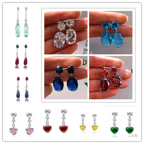 Stylish and elegant lady, egg-shaped large zircon ear studs, dragonfly in multiple colors, factory direct sales