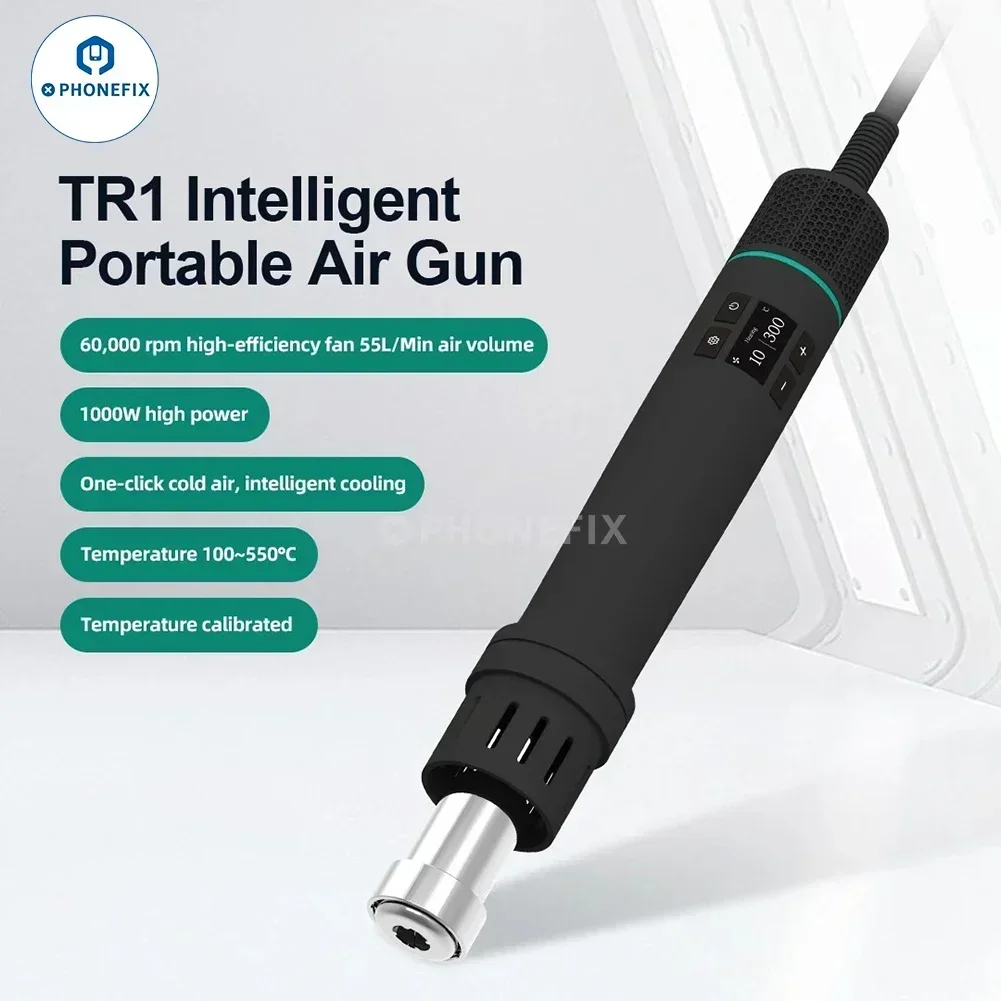 QUICK TR1 Portable Intelligent Digital Display 1000W Hot Air Gun BGA Rework Pen for Phone Motherboard PCB Soldering Repair Tool