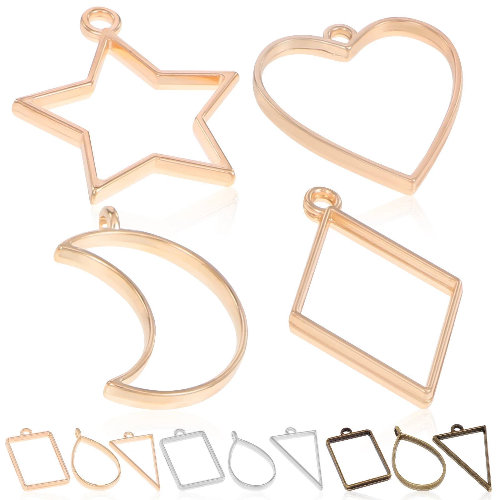 

30Pcs Geometric Pendants 50mm Wide White Gold Copper DIY Hollow Frames Jewelry Making Supplies Resin Crafts