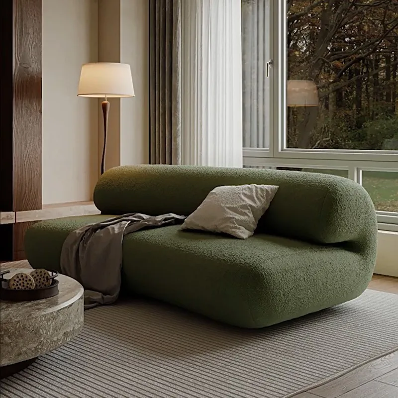 

French antique living room sofa small apartment courtyard apartment homestay green rest area fabric sofa