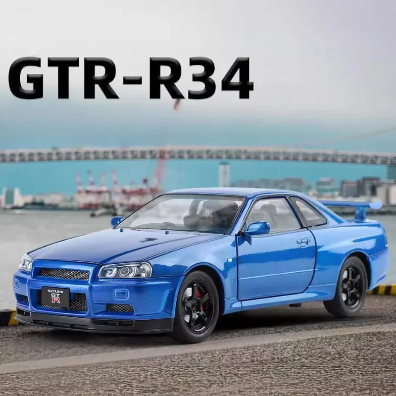 Wild Speed 1/24 Nissan Skyline GT-R R34 Alloy Car Model 1/32 JDM Collective Miniature Voiture Diecast Toy Vehicle Boy Home Decor