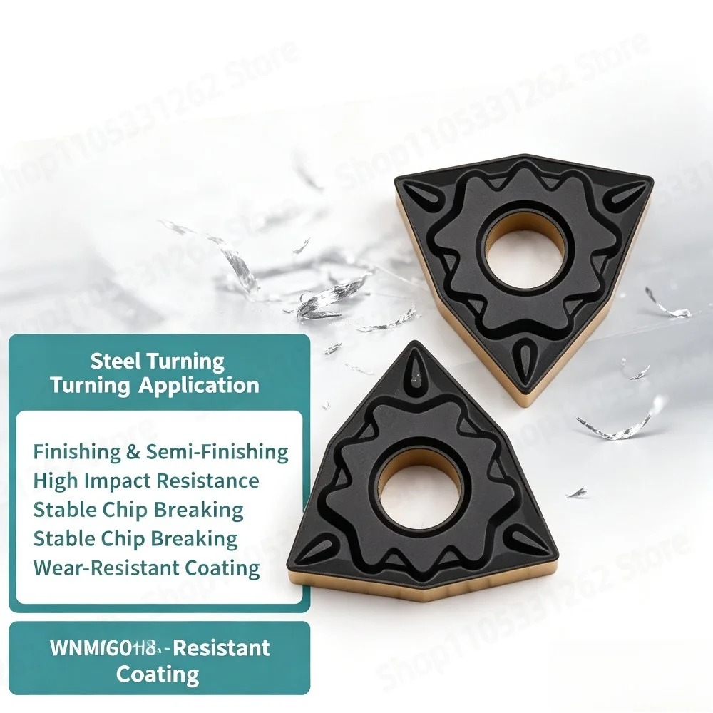 Carbide Turning Insert WNMG080404-HQ, Finishing Grade Tool for Steel,  Trigon CNC Lathe Cutter, 10pcs