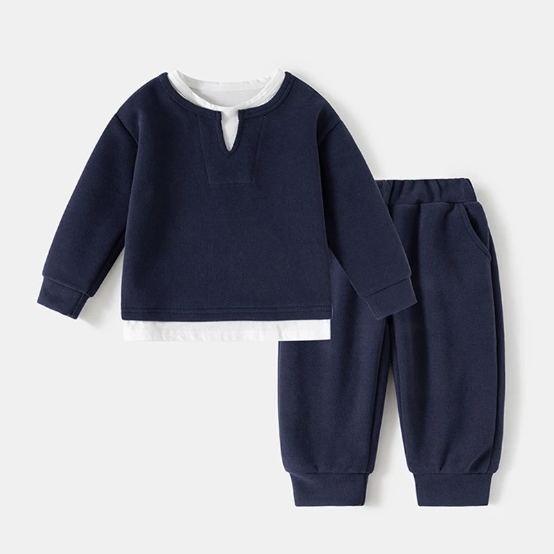 IYEAL  Children's Sweatershirt Set 2026 Spring New Boys' Long Sleeve Pullover +Casual Pants 2 Piece Set Baby Boys Sports Set