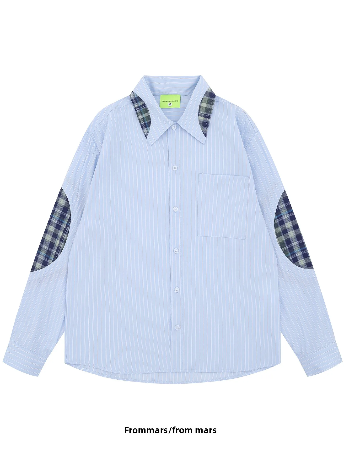 

Loose Fit Vintage Plaid Casual irt Long Sve from Direct Stripe Splicing Trendy Brand BF irt Breathable Polyester