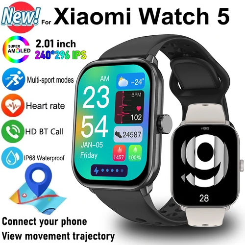 Para Xiaomi Watch 5 versión Global hombres mujeres HD AMOLED pantalla ritmo cardíaco Bluetooth llamada GPS pista impermeable deportes reloj inteligente