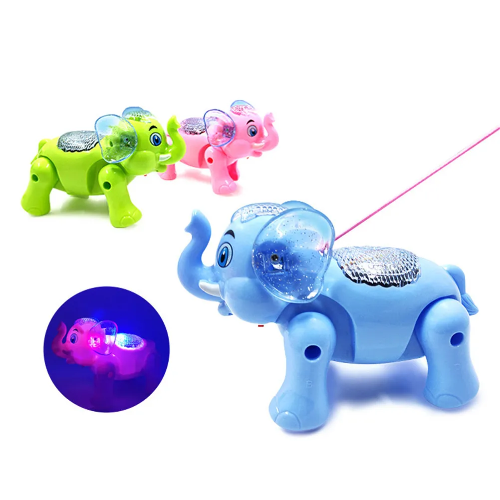 Electric Musical Glowing Elephant Pulling Cartoon Funny Kids Play for Holiday Parties Random Color Without