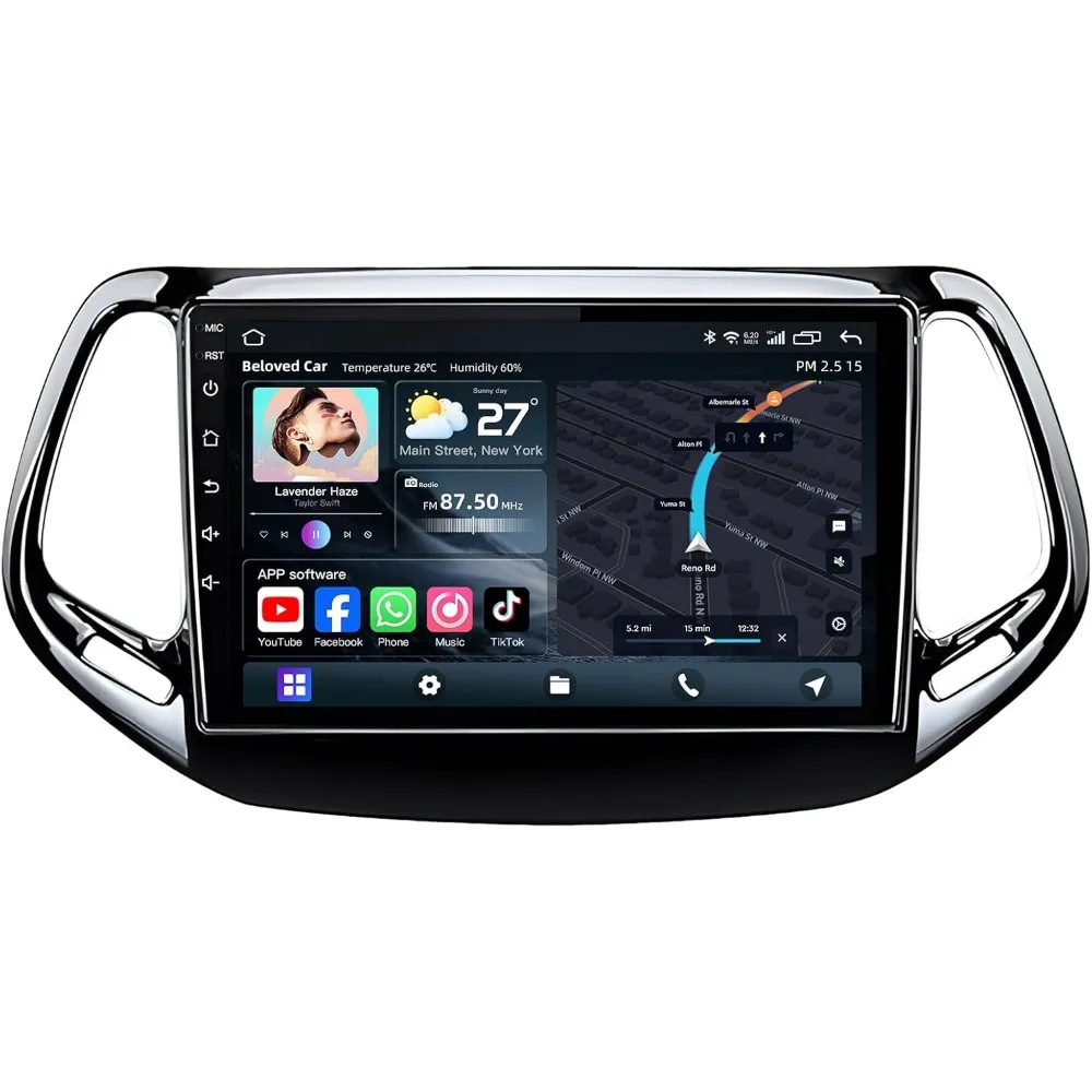 

10inch HD Touch Screen Car Radio for Jeep Compass 2017 2020 with CarPlay Android Auto GPS Bluetooth WiFi Backup Camera