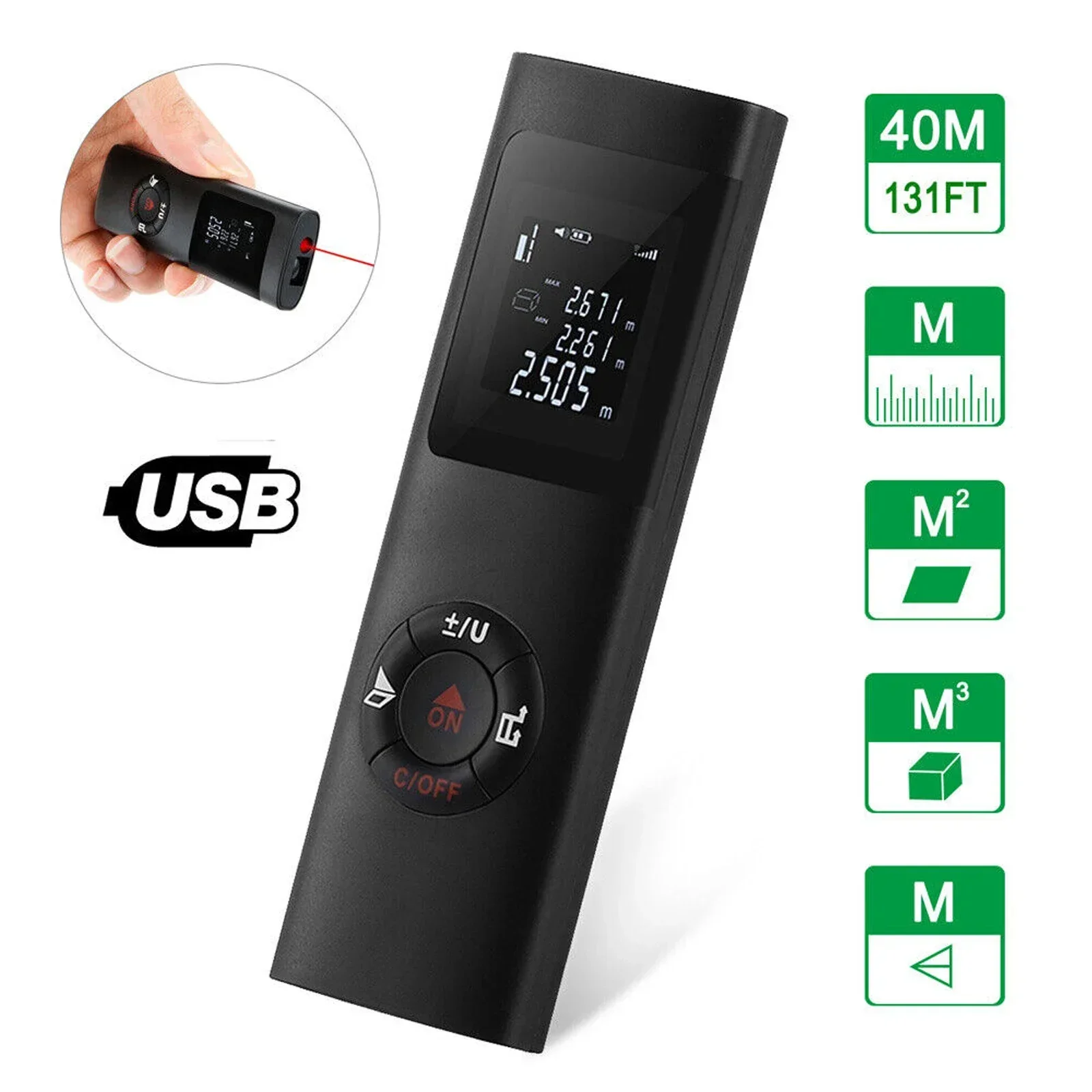 

40M Smart Digital Level Laser Distance Meter Range TYPE C USB Charging Rangefinder Mini Handheld Distance Measuring Meter 2024