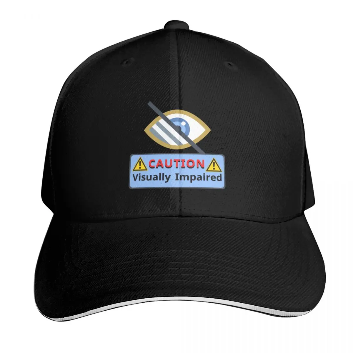 Visually Impaired caution Baseball Cap Six Panel Structured Crown Sun Protection UPF 50+ Breathable Mesh Back