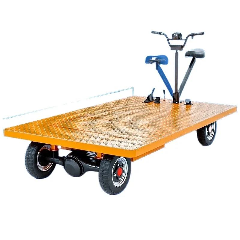 Front and back riding electric four-wheeled flatbed truck, stall agricultural hand push truck