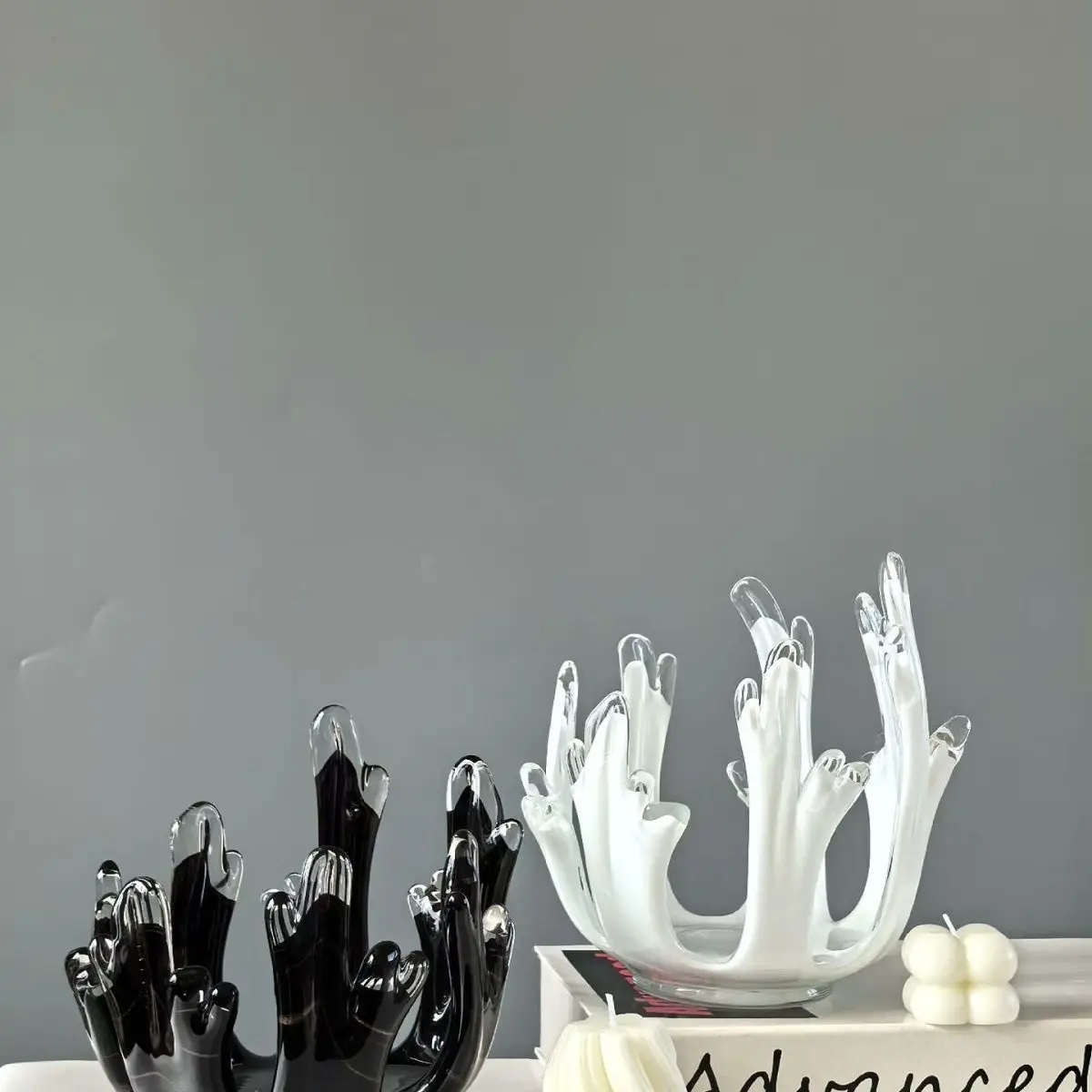 

Vintage French Glass Art - Claw-shaped Candle Holder, Unique Home Decor for Luxury Interiors
