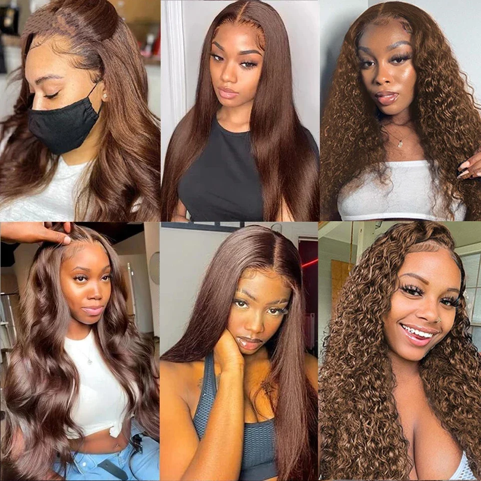 

Wigs Human Hair Body Wave Chocolate Brown N33 13x6 Glueless Wigs Human Hair Wear and Go HD Lace Front Wig Frontal Wig for Women