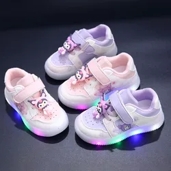 Disney Children's Sneakers Boys Girls Lotso Led Light Sport Shoes Student Shoes Hook Anti-slip Kids Outdoor Shoes Basket Shoes