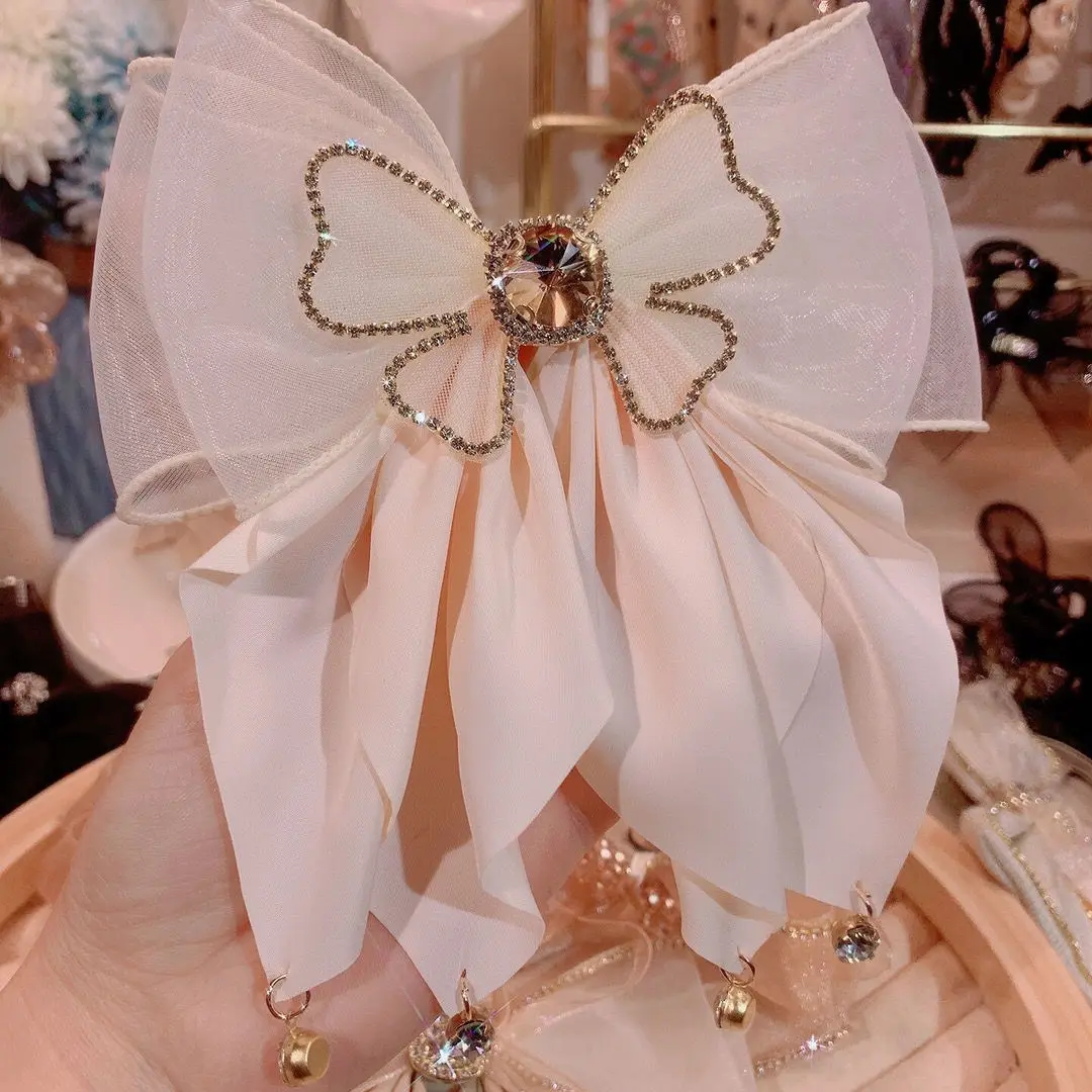 Sweet Fashion Girls Princess Hair Clip Rhinestone Big Bow Hairpin for Women Headwear Ladies Hairgrips Female Hair Accessories