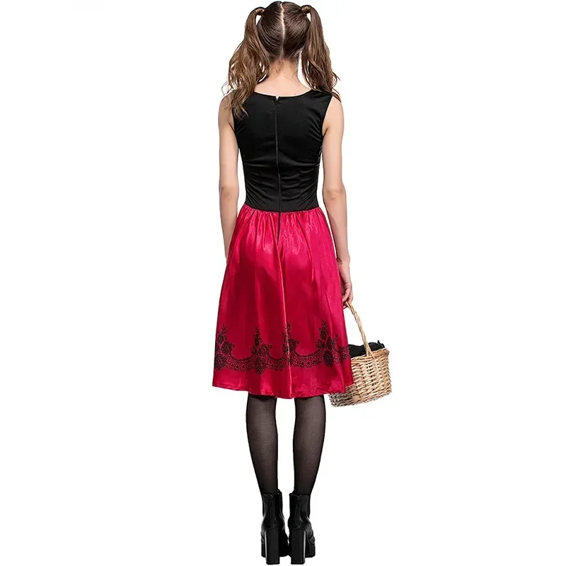 Adulto feminino pouco vermelho equitação vestido com capuz cosplay jogo uniforme trajes de halloween para mulher