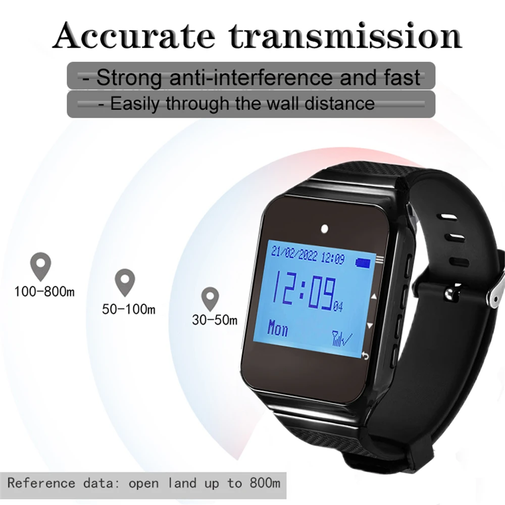 Restaurant Pager Wireless Waiter Calling System Watch Receiver Call Button For Cafe Clinic Dentist