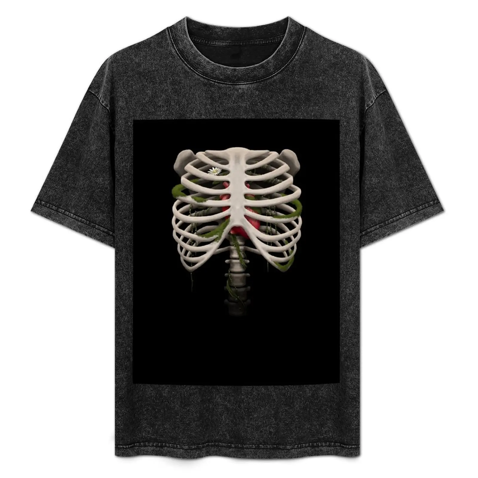 

Mossy Skeleton Heart and Flower T-Shirt graphics shirts graphic oversized t shirt summer top t shirt men 100℅ cotton