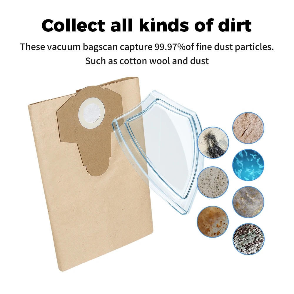 5/10 PCS 20L 30L Dust Collection Bag For Einhell BT-VC1250S/BT-VC1250/TC-VC 18/20 Li S-Solo Wet And Dry Vacuum Filter Bag image 3