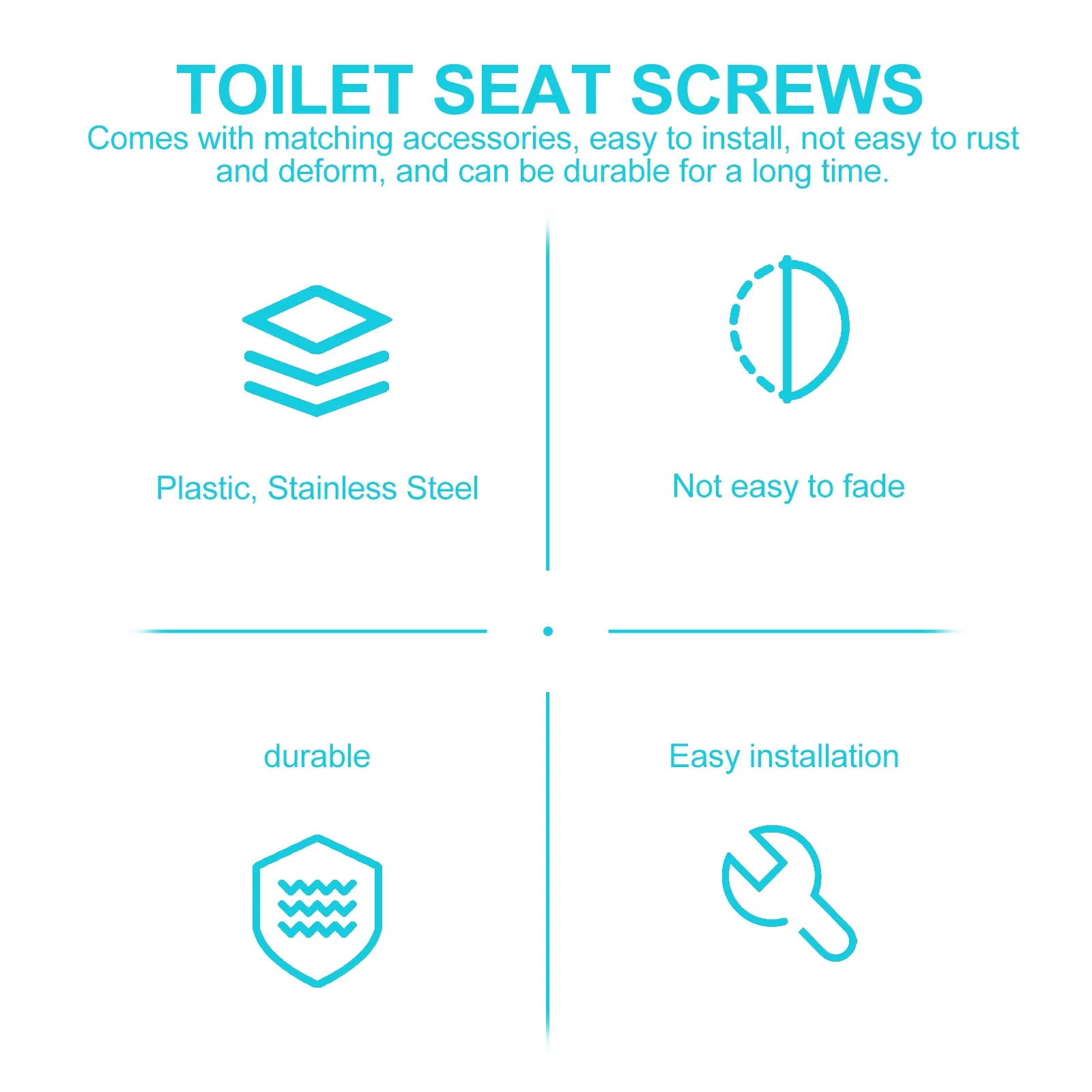 

2Pcs High Quality Toilet Seat Bolts Fine Workmanship Replacement Parts for Long Lasting Use Toilet Seat Screws