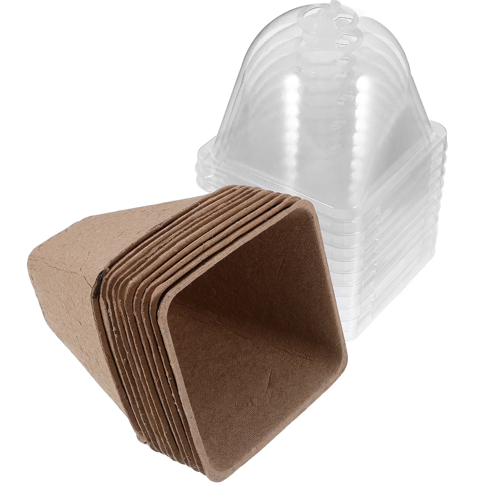 

10Pcs Seedling Starter Pots Kit Pet Paper Pulp Ventilated Lids Nursery Grow Pots Plant Starter Tray Planting Seedling Cups