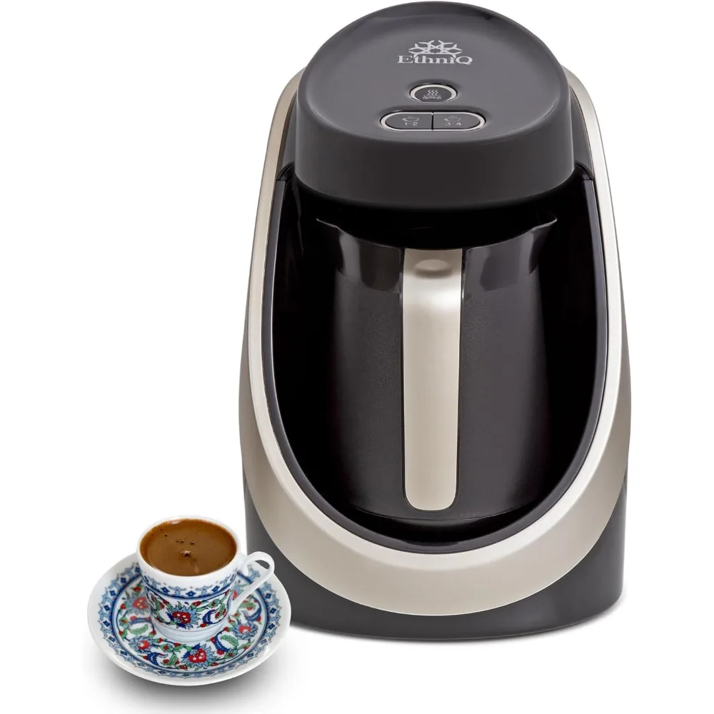 ماكينة صنع القهوة التركية ETHNIQ - خالية من مادة BPA بنسبة 100%، 120 فولت، سعة تخمير من 1 إلى 4 أكواب مع تقنية تحسس الطبخ لكوب لذيذ من T