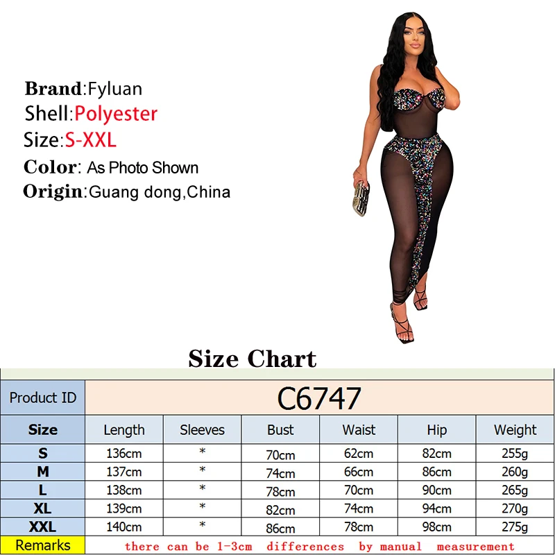 ฤดูร้อน Rhinestone ตกแต่ง SHEER ตาข่ายผู้หญิงแขวนคอกระโปรงเซ็กซี่ Slim ดูผ่านยาว One- Piece Clubwear ชุดชุดวันเกิด