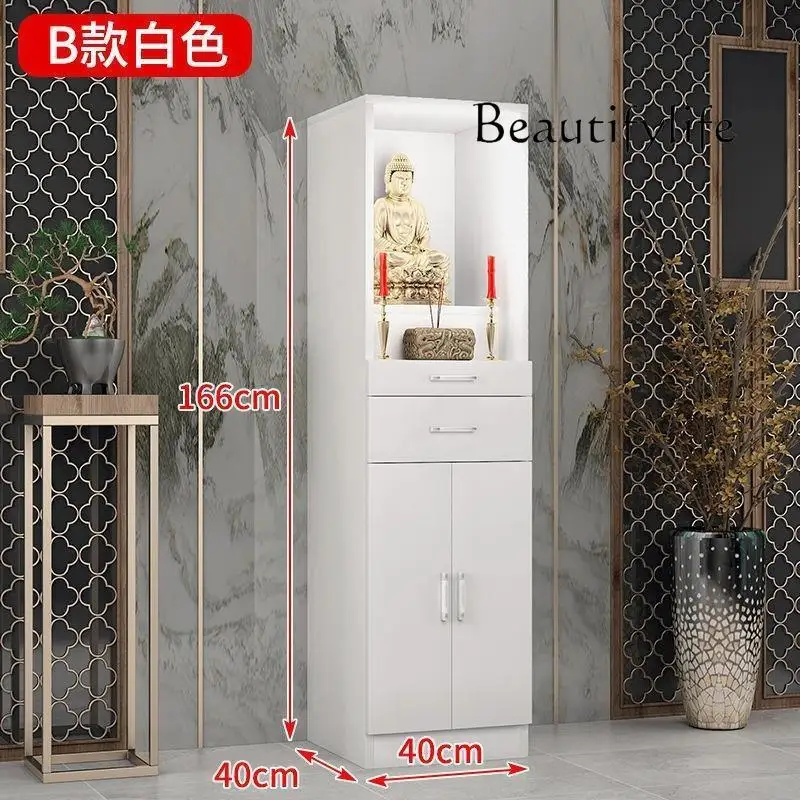 Buddhist Shrine Clothes Closet Antique Style Household Minimalist with Door Buddha Cabinet