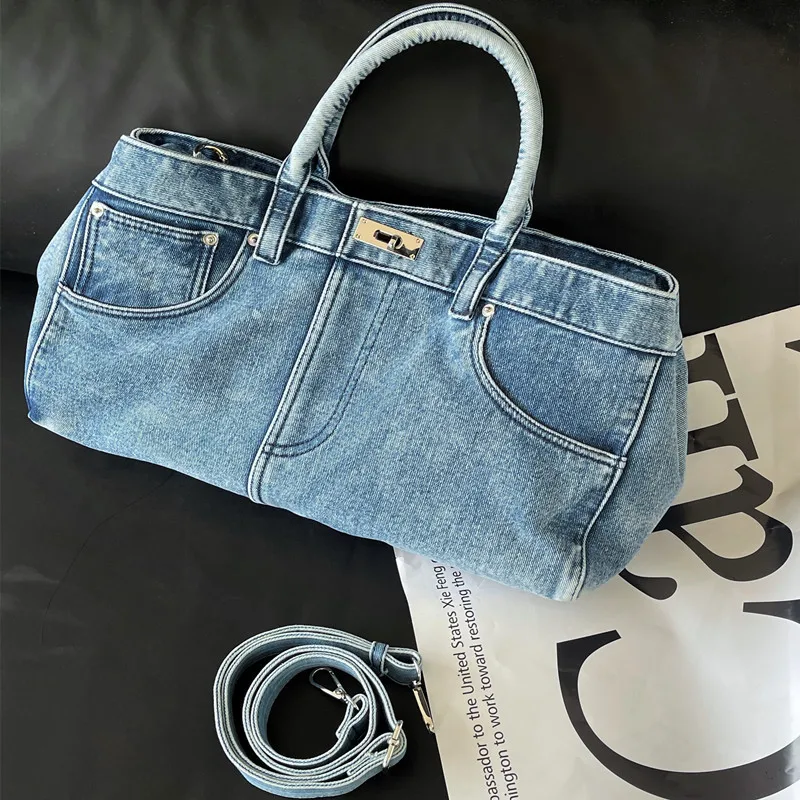 Denim Tote Bag Women Original Brands Jeans Design New In Handbag Novelty Large Capacity Shoulder Bag Fashion Chic Crossbody Bag