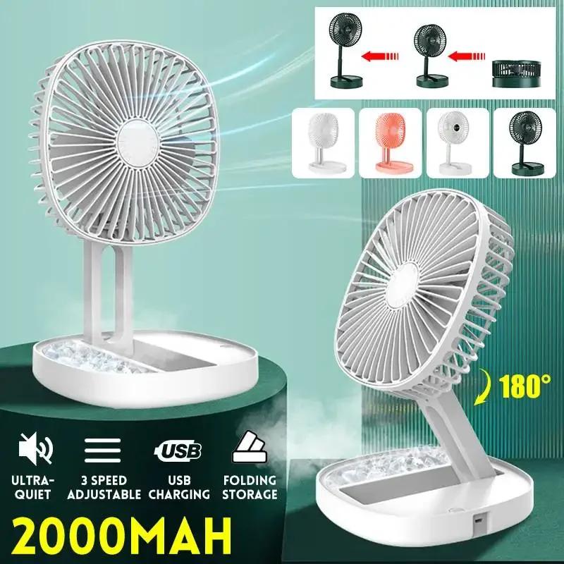 

Mini Folding Telescopic Fan USB Rechargeable Floor Fan for Student Dormitory Home Outdoor Camping Office Small Desktop Fan