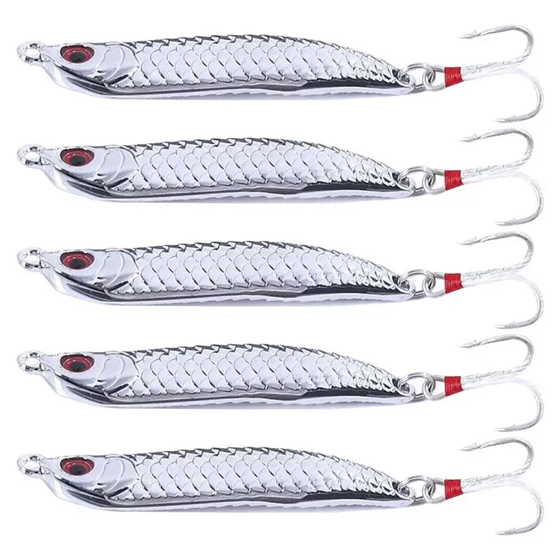 

Realistic Fishing Bait Metal Realistic Hard Lures 5 Pieces Red Eyes Fish Gears Wear-Resistant Design For Anglers Fisherman